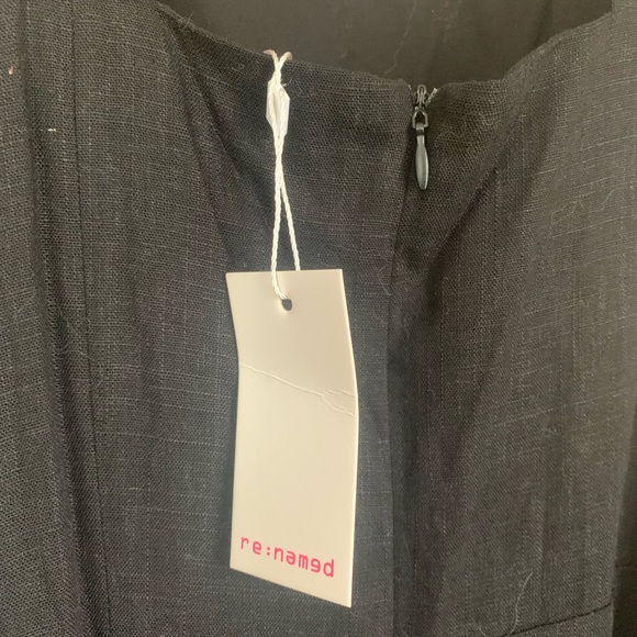 TOBI TO BE HONEST BLACK LINEN MIDI SLIT DRESS - Picture 4 of 4